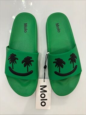 Molo Green Palm Smile Slide Sandals